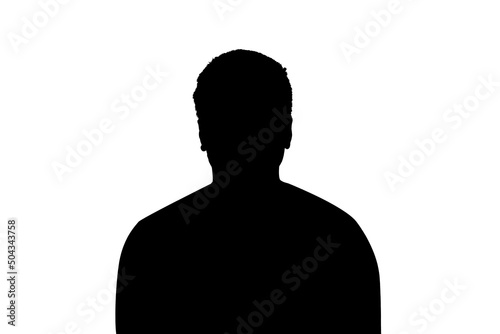 Unknown male person silhouette isolated on white background