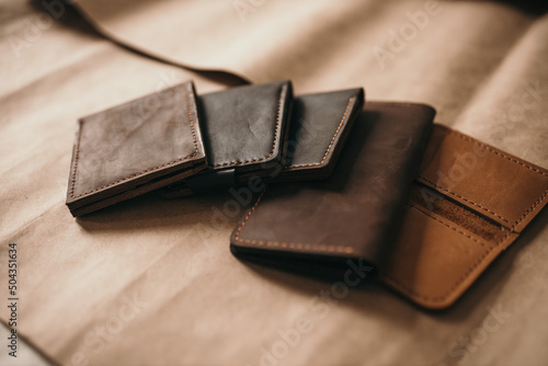 handmade craft leather wallet production