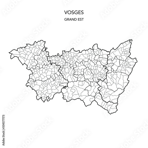 Vector Map of the Geopolitical Subdivisions of the French Department of Vosges Including Arrondissements, Cantons and Municipalities as of 2022 - Grand Est - France