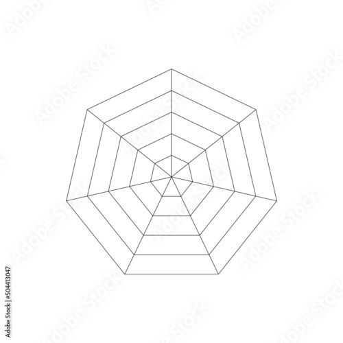 シンプルな七角形のレーダーチャート - 5段階7項目 