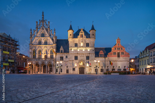 Mechelen, Belgium. Historic building of Town Hall at dusk