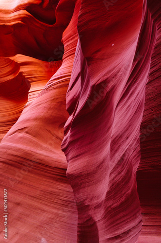 The sandstone shapes and warm tones of Lower Antelope Canyon, Page, Arizona, Southwest USA