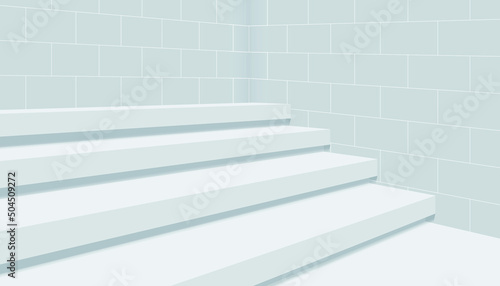 Stairs and wall 3D Vector white Background. white background