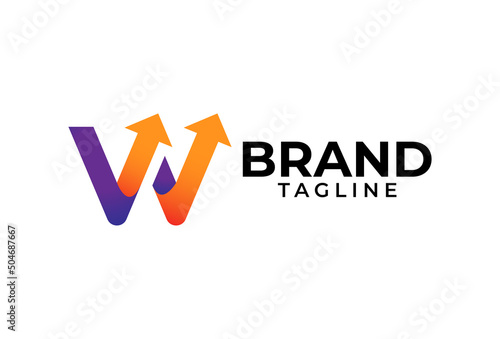 Letter W Arrow Logo Design, usable for logistic, finance and company logos, vector illustration