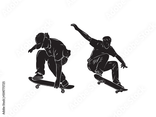 skateboard pose illustration