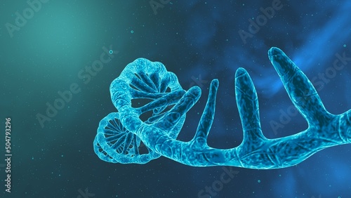 Coronavirus mRNA strand. Medical illustration. 3D rendering