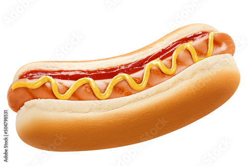 HOT DOG isolated on white background, clipping path, full depth of field