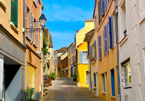 narrow street in the town of Marly-Le-Roi near Paris