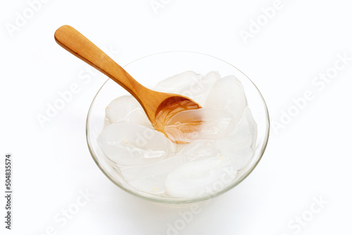 Toddy palm in syrup on white background.
