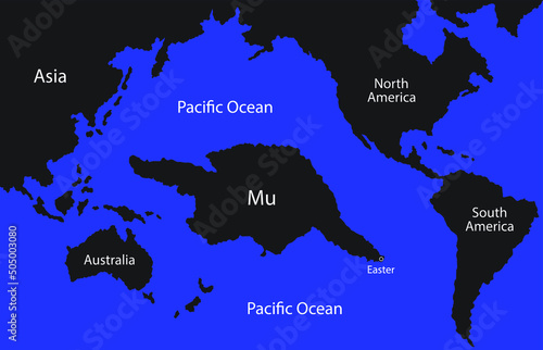 illustration of history and geography, Mu is a mystical lost continent, Atlantic Ocean