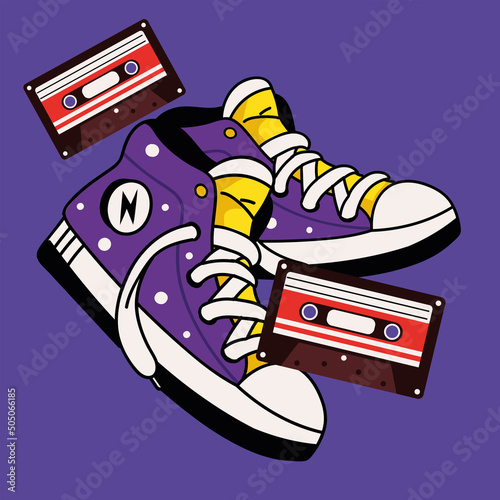 90s shoes and music tape