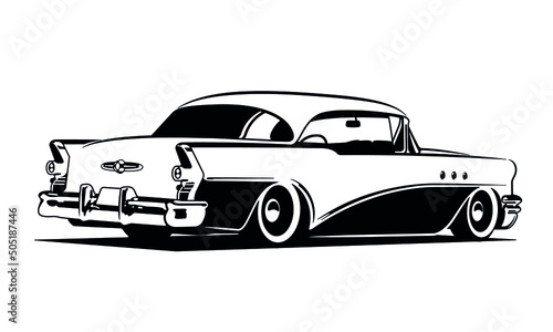 Vector Layout an American Classic Car. Retro Lowrider. 