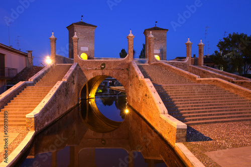 The monumental bridge known as Trepponti, Comacchio, Italy