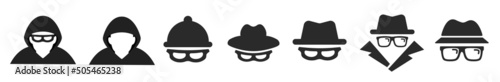 Spy icon vector or incognito icon, logo illustration