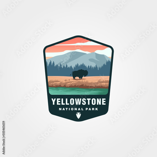 yellowstone national park logo design, united states national park sticker patch illustration design
