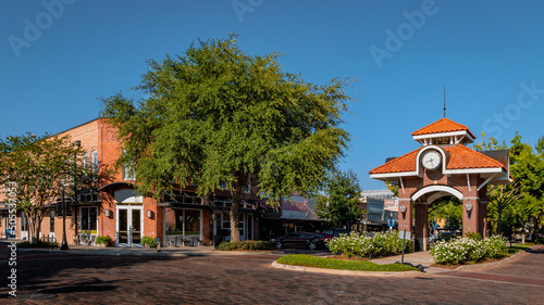 Town of Winter Garden, a suburb of greater Orlando, with brick buildings, breweries and bike path in central Florida.