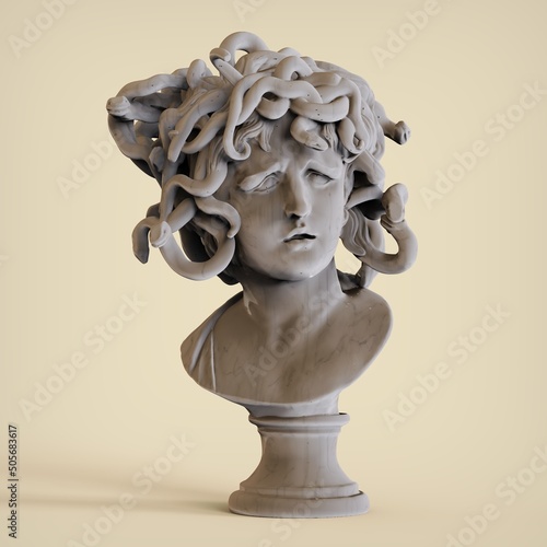 Head of Gorgon Medusa. 3d illustration of Bust of Medusa