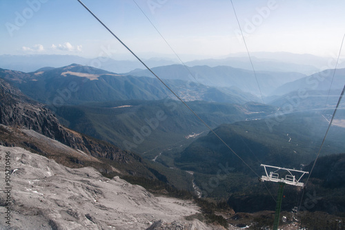 Cable car on Jade Dragon Snow Mountain, Lijiang, Yunnan Province, Southern China