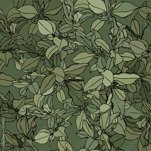 Vintage green pattern with leaves