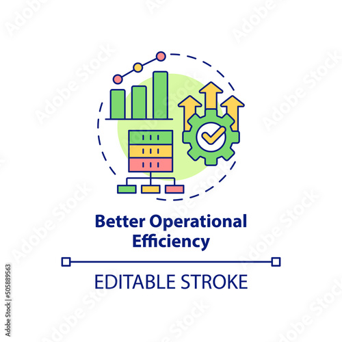 Better operational efficiency concept icon. Big data processing benefit abstract idea thin line illustration. Analytics. Isolated outline drawing. Editable stroke. Arial, Myriad Pro-Bold fonts used