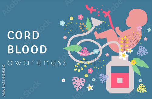 Cord Blood Awareness vector illustration. Cord Blood medical concept