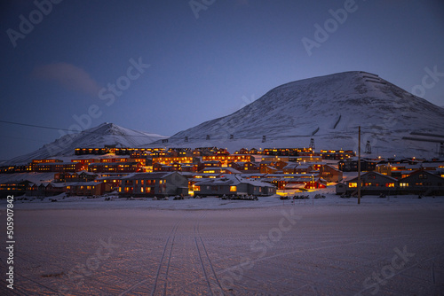 Longyerbyen, Spitsbergen during winter time, Svalbard
