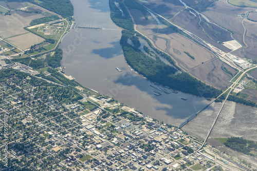 Aerial View of Mississippi River near Quincy Illinois