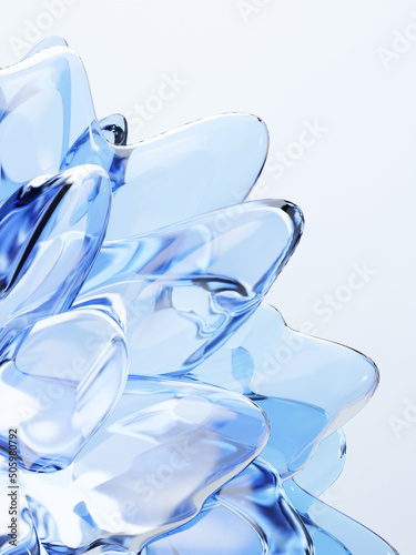 3D Rendering Abstract Glass or Crystal Floral Illustration for Beauty Leaflet, Presentation or Catalog Cover.