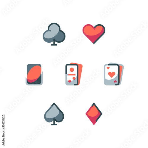 Playing cards games icon set with domino and uno vector icons