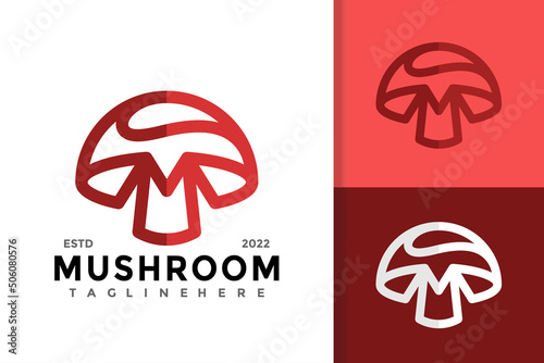 Letter M Mushroom Logo Design Vector Template