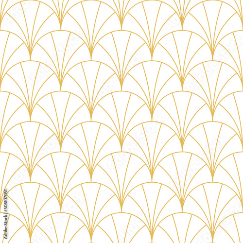 Minimal vector seamless pattern in Art Deco style isolated on white background