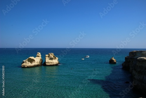 Italy, Salento: The two Sisters rocks.