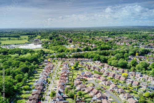 Hassocks Village in West Sussex from the South Downs, the village is surrounded by beautiful countryside, Aerial view.