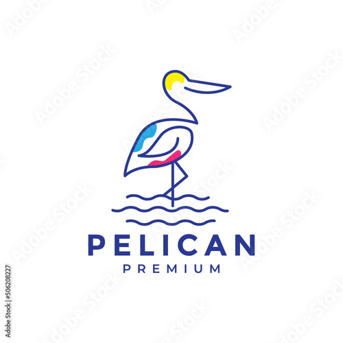 line art abstract bird pelican lake logo design vector graphic symbol icon illustration creative idea