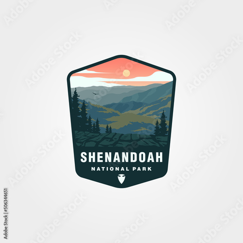 shenandoah national park logo patch vector illustration design, shenandoah landscape design