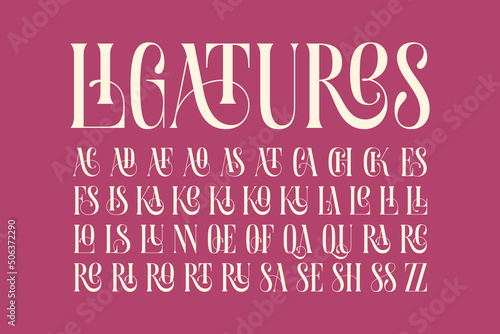 Set of additional ligatures for classic typeface