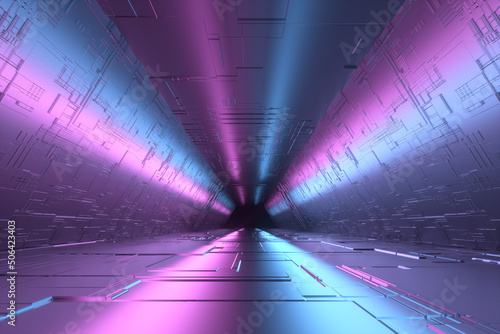 3d rendering sci-fi tunnel and hallway