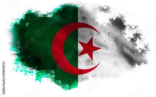 White background with torn flag of Algeria. 3d illustration