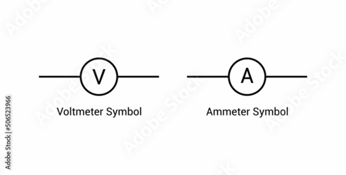 electronic symbol of ammeter and voltlmeter vector illustration