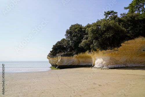 cliff coast sand beach in Meschers-sur-Gironde atlantic coast france