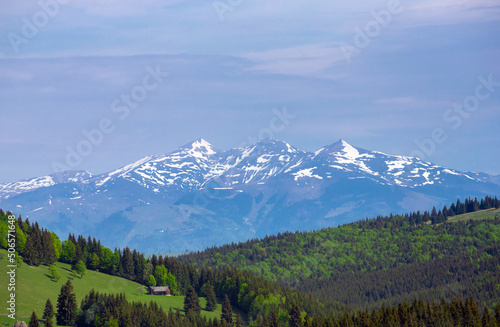 Landscape with the Calimani mountains seen from Tihuta Pass - Romania