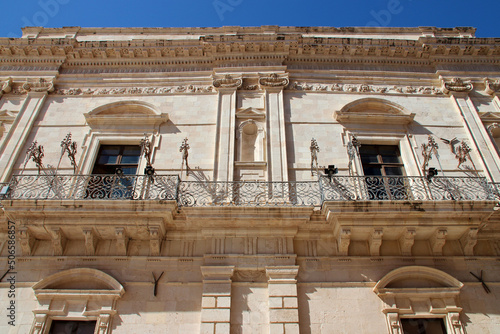 baroque palace (del senato) in syracusa in sicily (italy) 