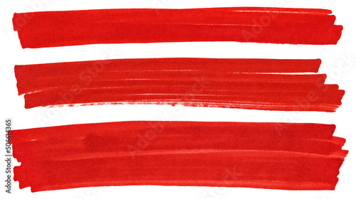 Set of red marker paint texture. Stroke isolated on white background
