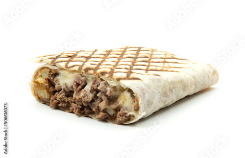  Half french Tacos sandwich on white background