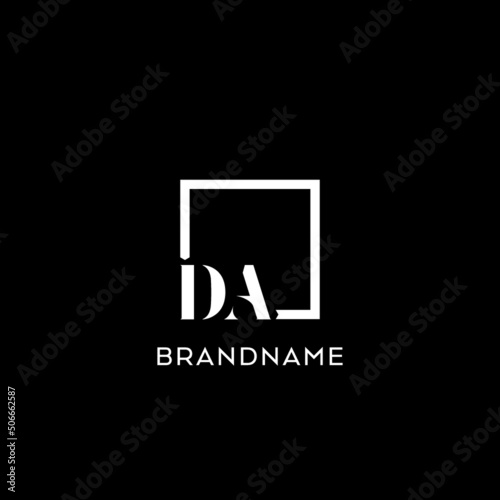 Letter DA simple square logo design ideas