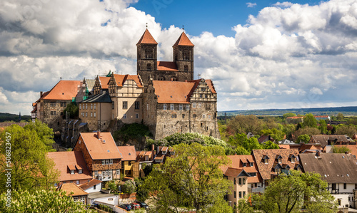 Medieval Quedlinburg town and castle, North of the Harz mountains. Saxony-Anhalt, Germany