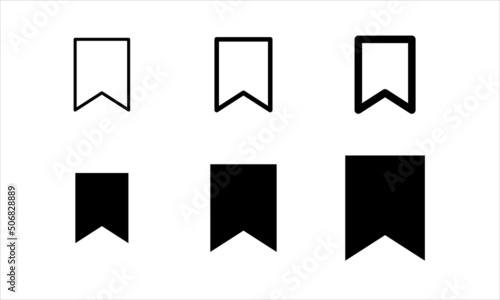 Set bookmark symbol thin or bold line icon in black. Bookmark browser concept. Trendy flat style outline and solid illustration for: logo, app, graphic, logotype, design, web, ui, ux. Vector EPS 10