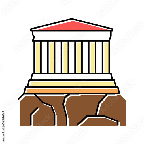 acropolis ancient greece architecture building color icon vector illustration
