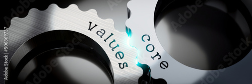 Core values - gears concept - 3D illustration