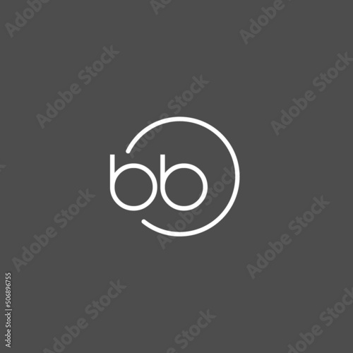 Letter BB logo monogram with circles line style, simple but elegant logo design
